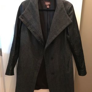 Danier leather wool and leather sleeve jacket